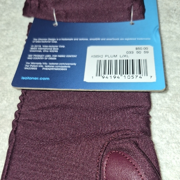 Isotoner Plum Women's Lined Spandex Touchscreen Gloves - Picture 5 of 6